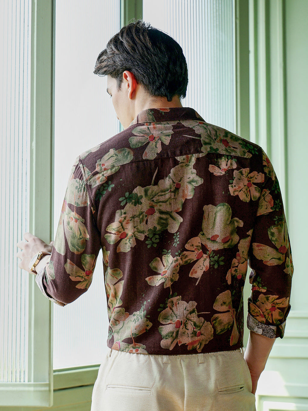 Men's Dark Brown Floral Shirt