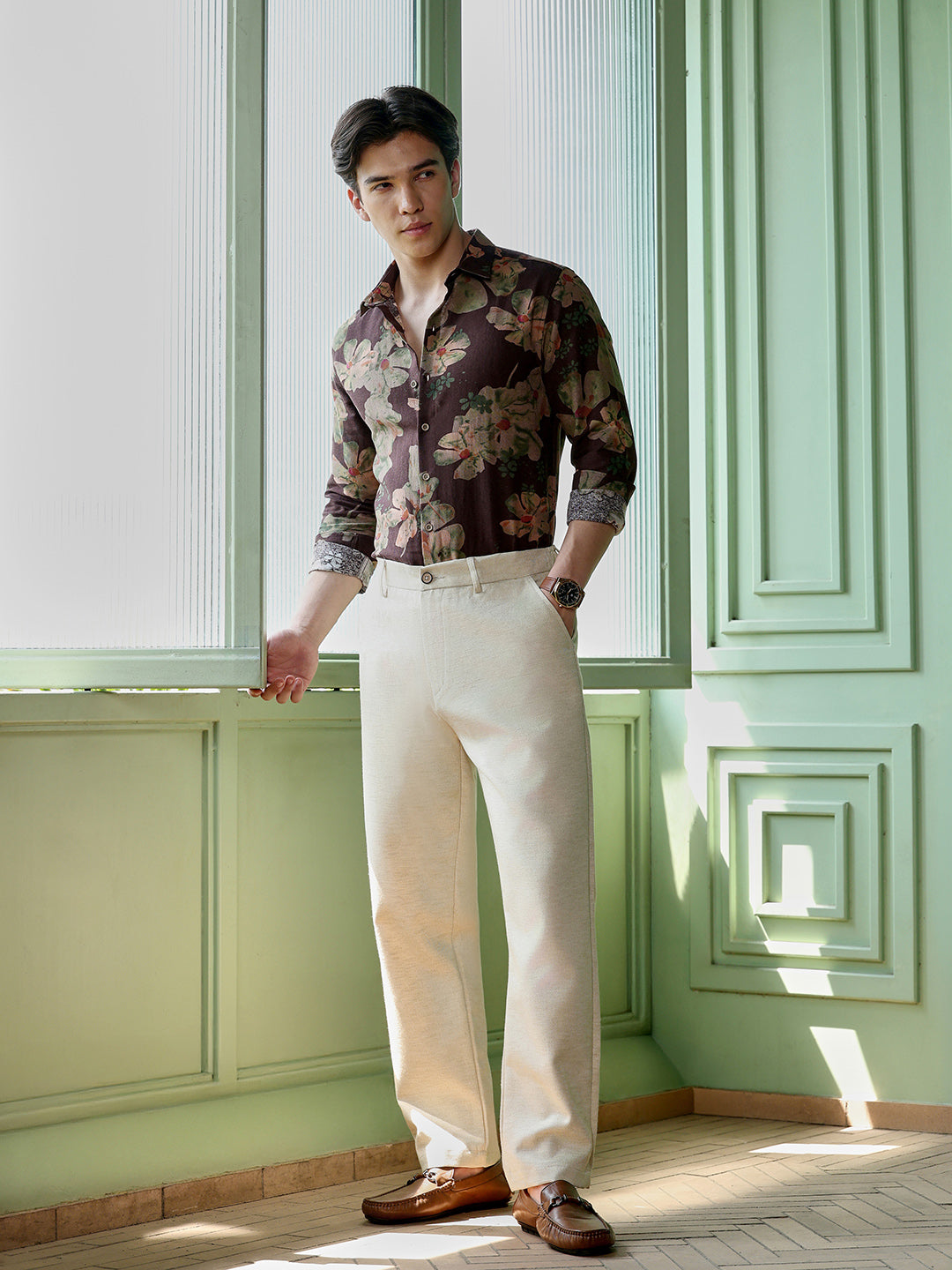 Men's Dark Brown Floral Shirt