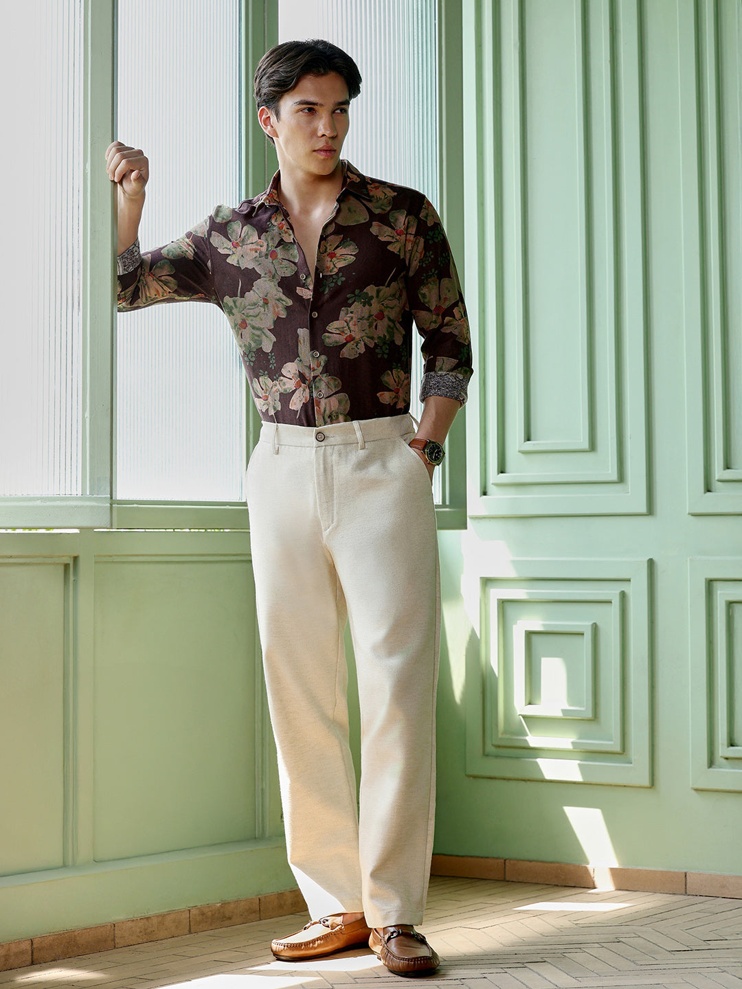 Men's Dark Brown Floral Shirt