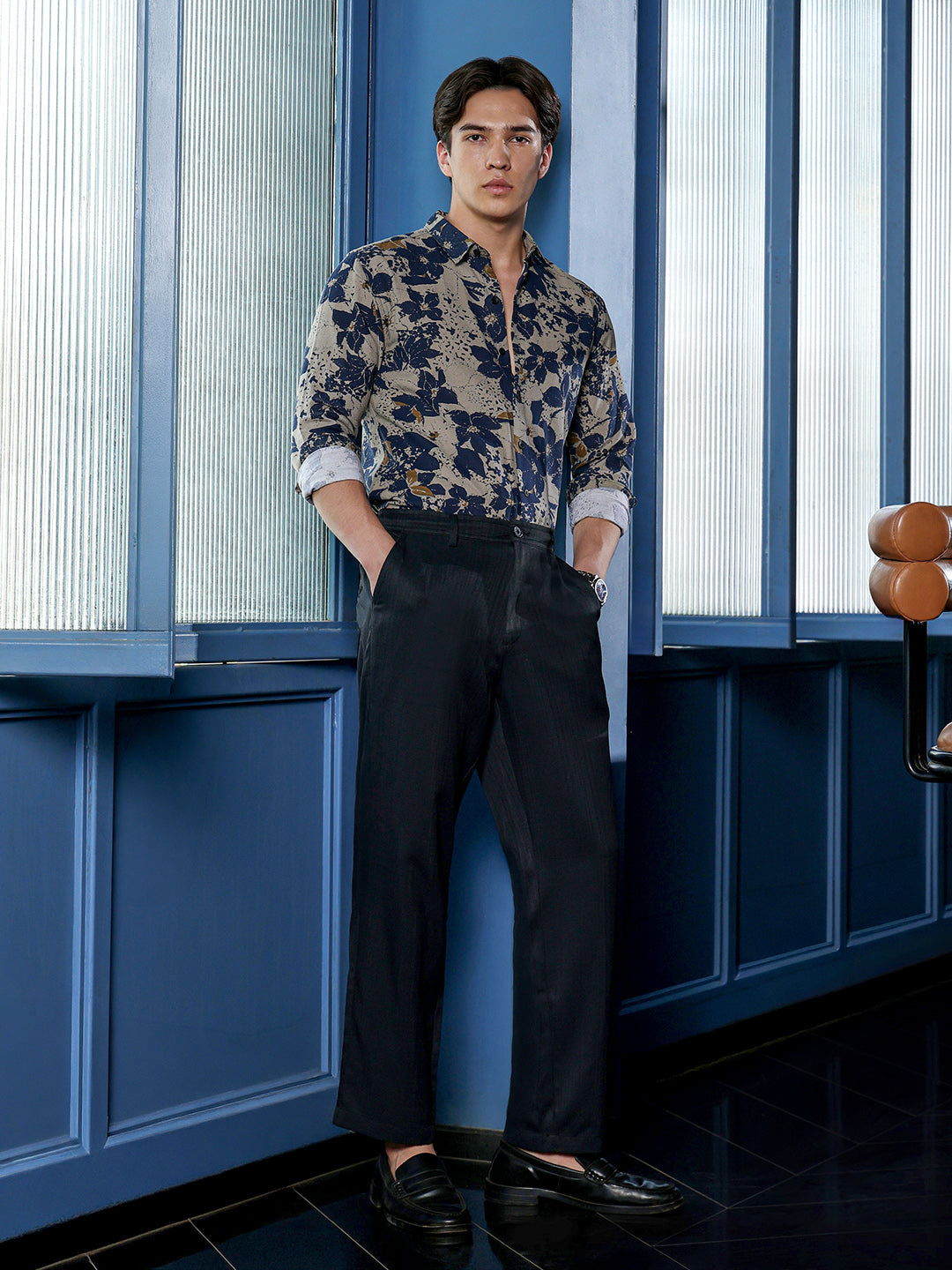 Men's Beige Floral Shirt