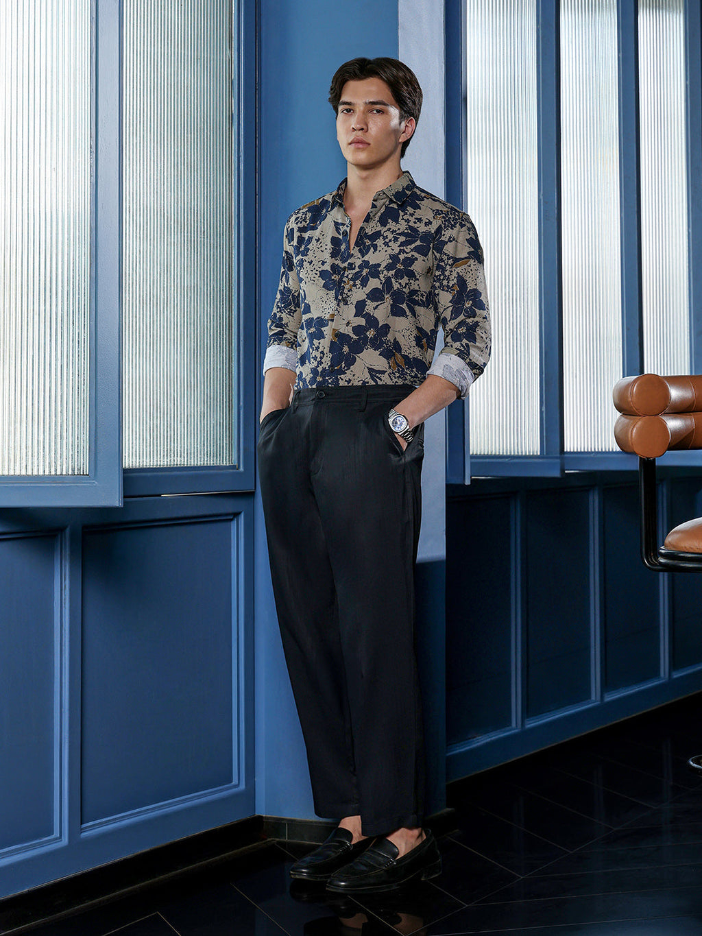 Men's Beige Floral Shirt