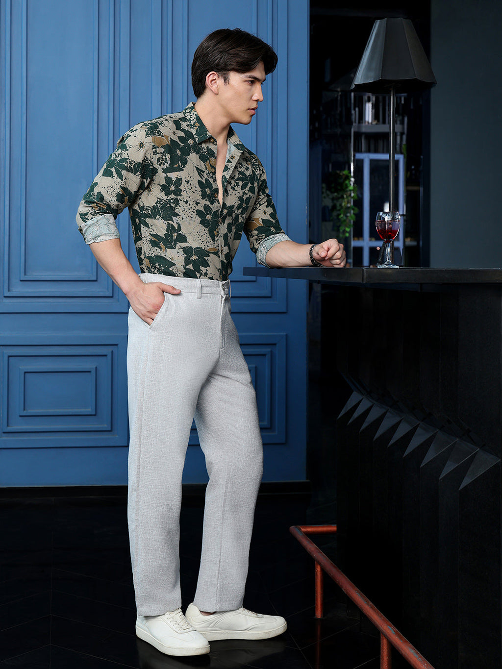 Men's Dark Green Floral Shirt