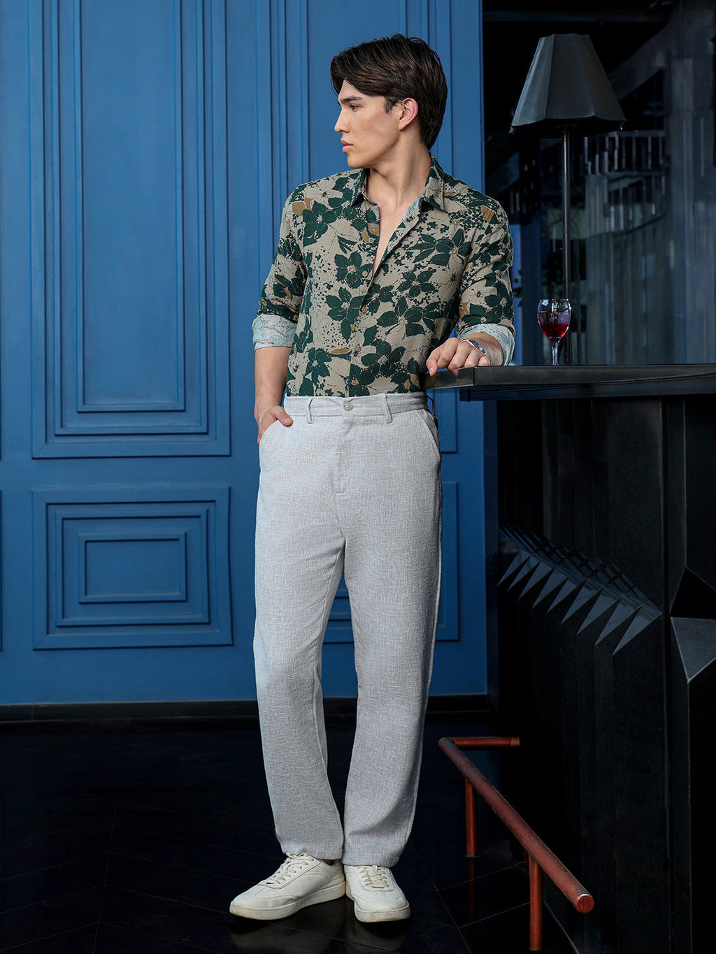 Men's Dark Green Floral Shirt