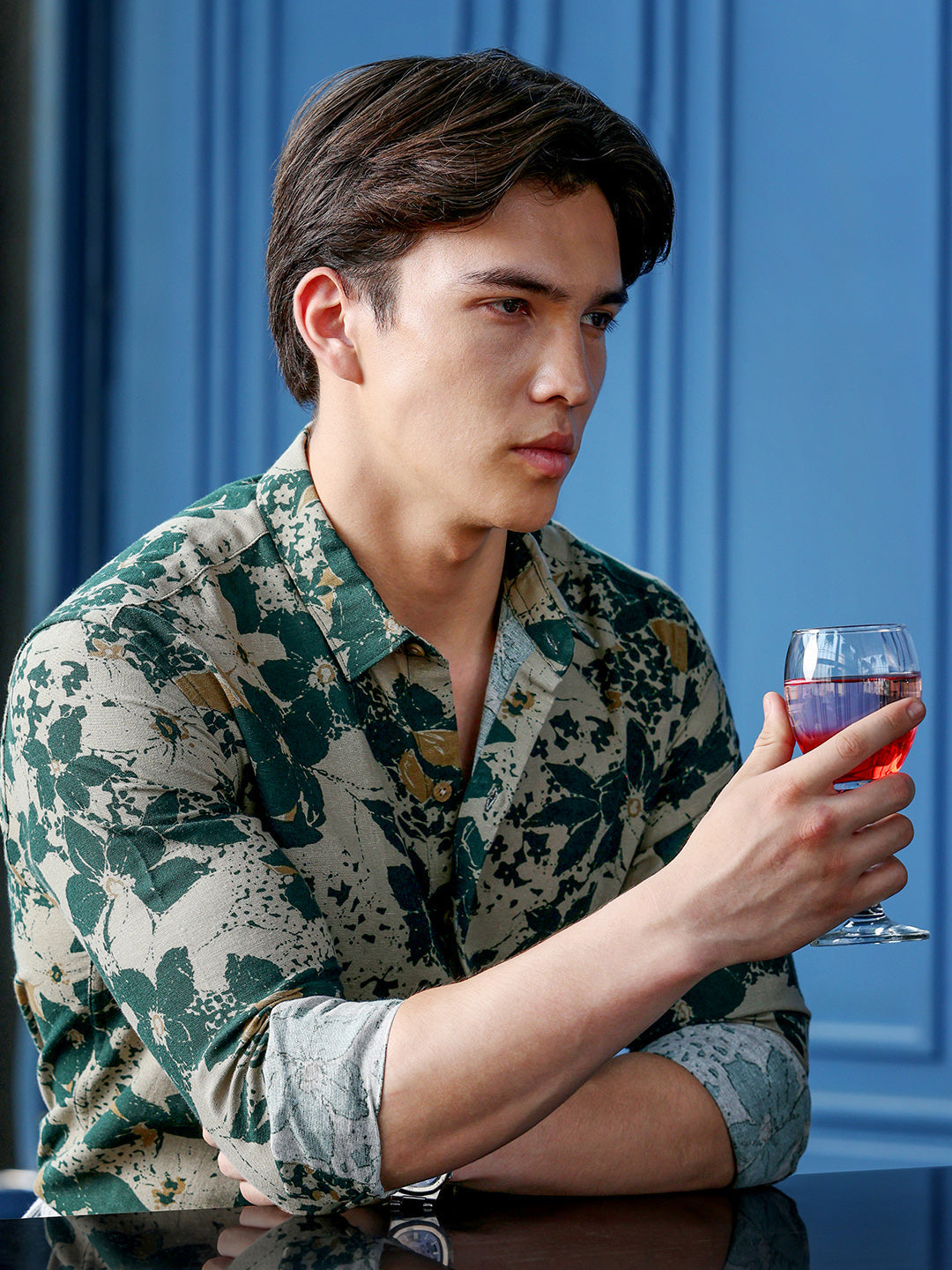 Men's Dark Green Floral Shirt