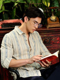 Men's Beige Self Design Shirt