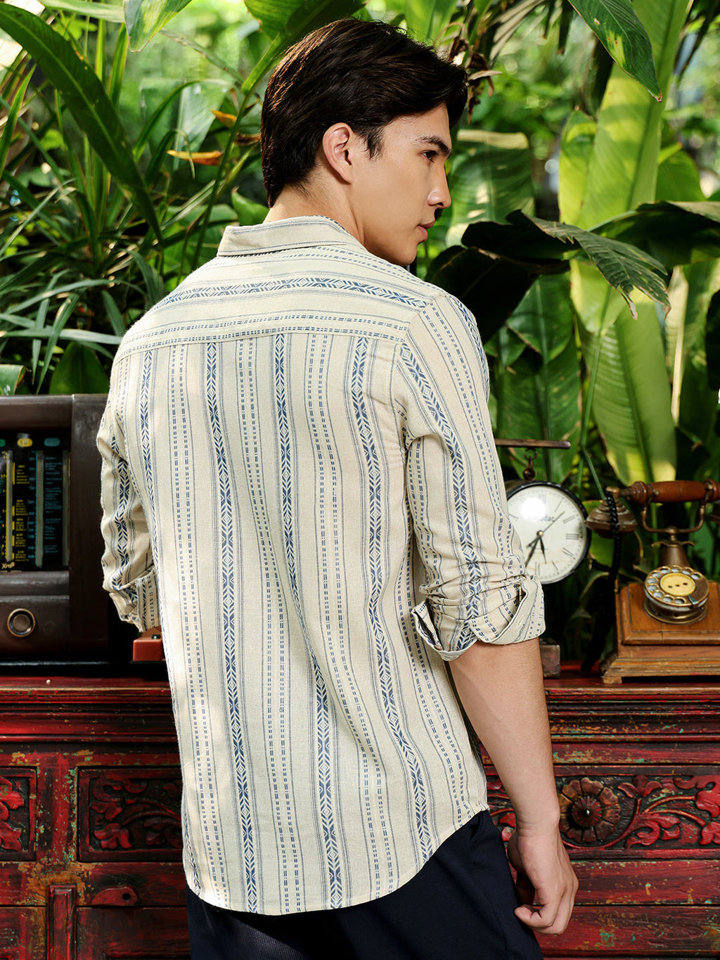Men's Beige Self Design Shirt