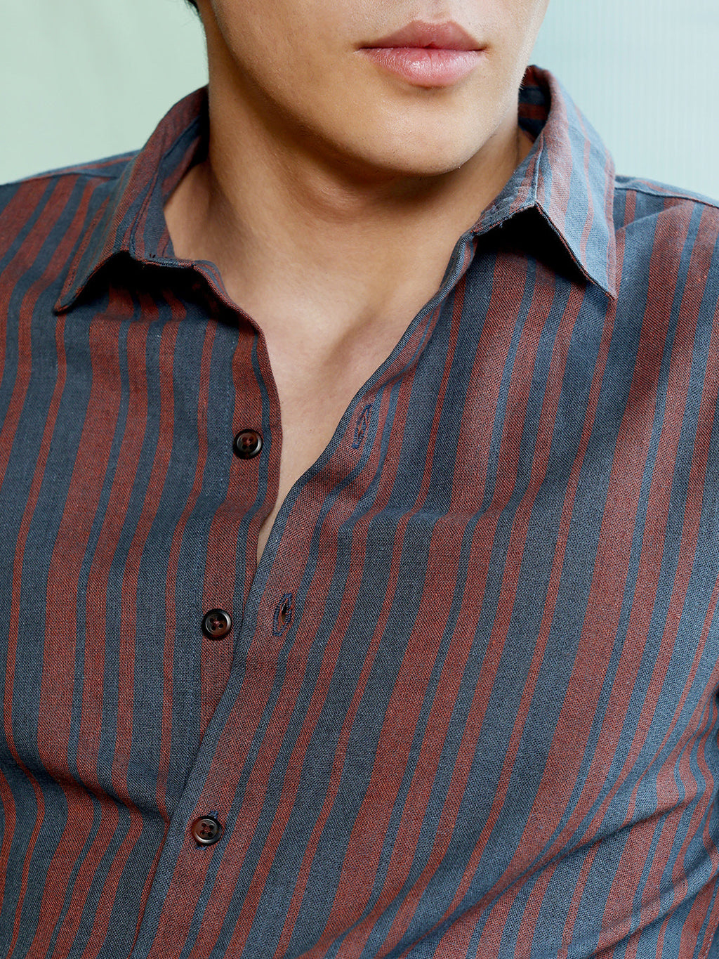Men's Charcoal Grey Stripes Shirt