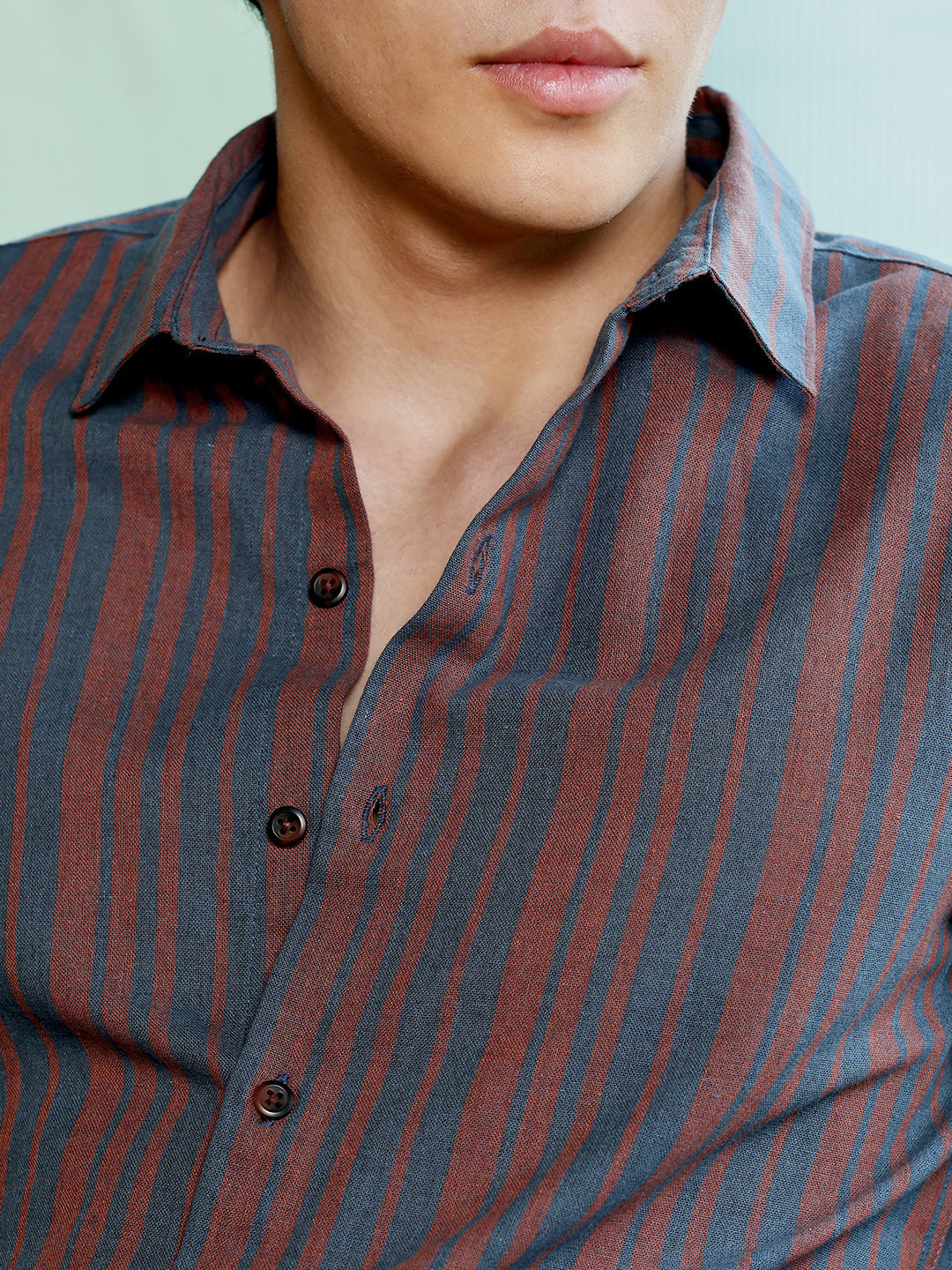 Men's Charcoal Grey Stripes Shirt
