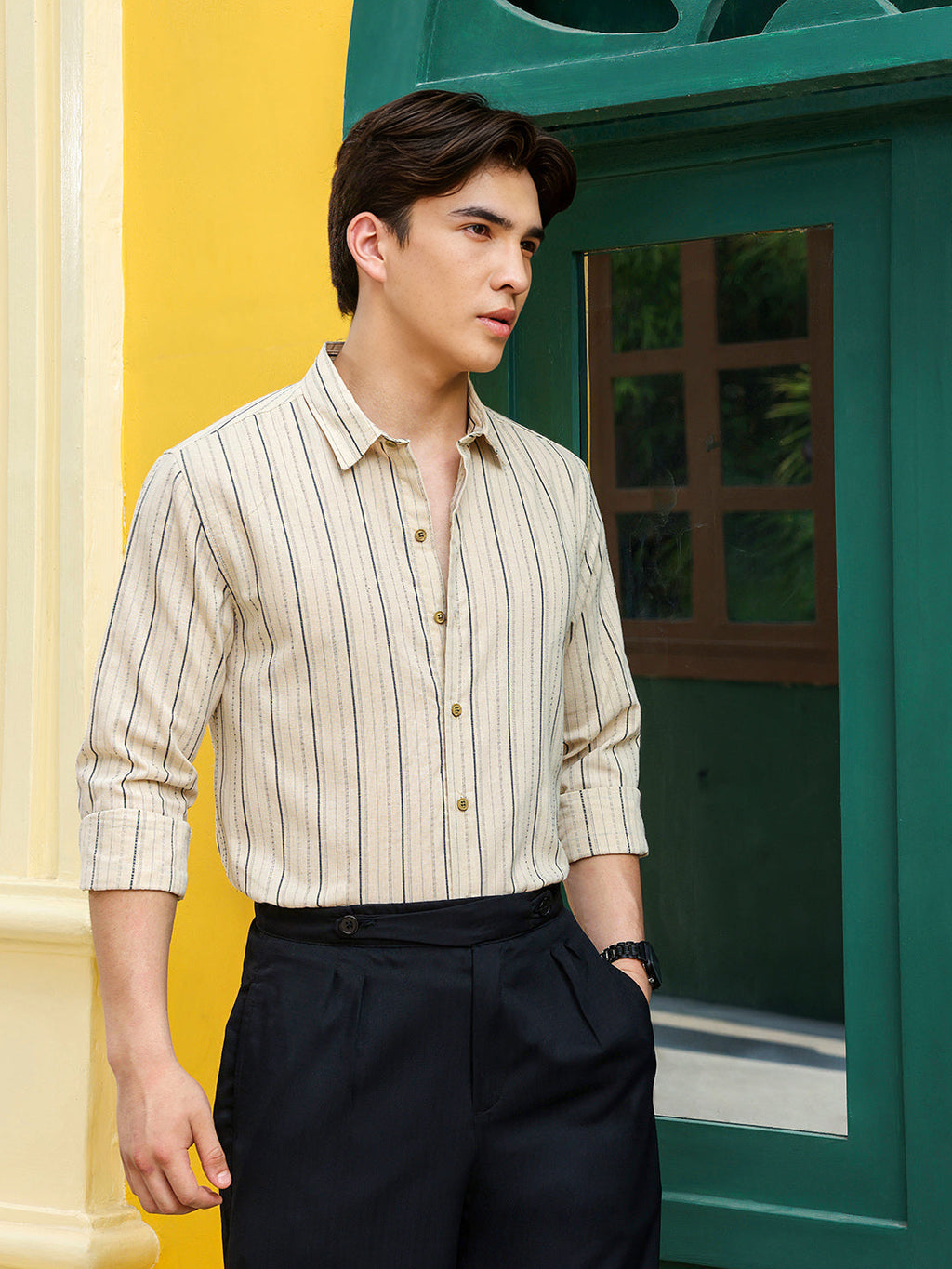 Men's Shirt Poly Cotton Yarn Dyed Stripes