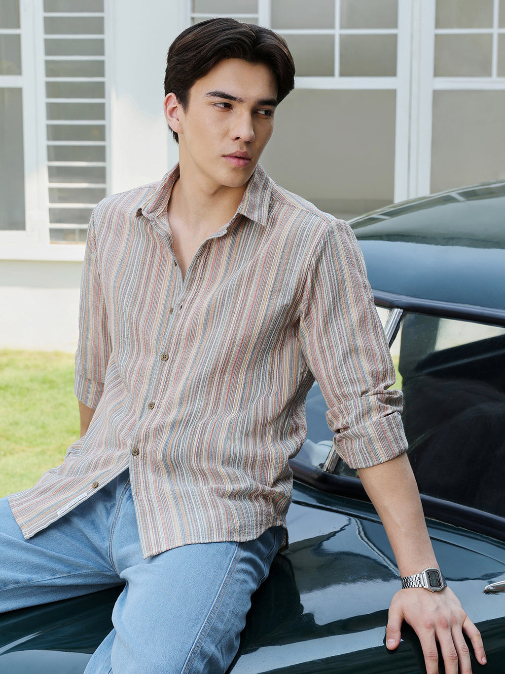 Men's Shirt Poly Cotton Yarn Dyed Stripes