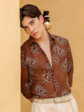 Men's Brown Floral Print Regular Fit Casual Shirt
