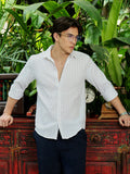 Men's White Self Design Shirt