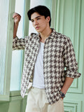 Men's Brown Houndstooth Check Shirt