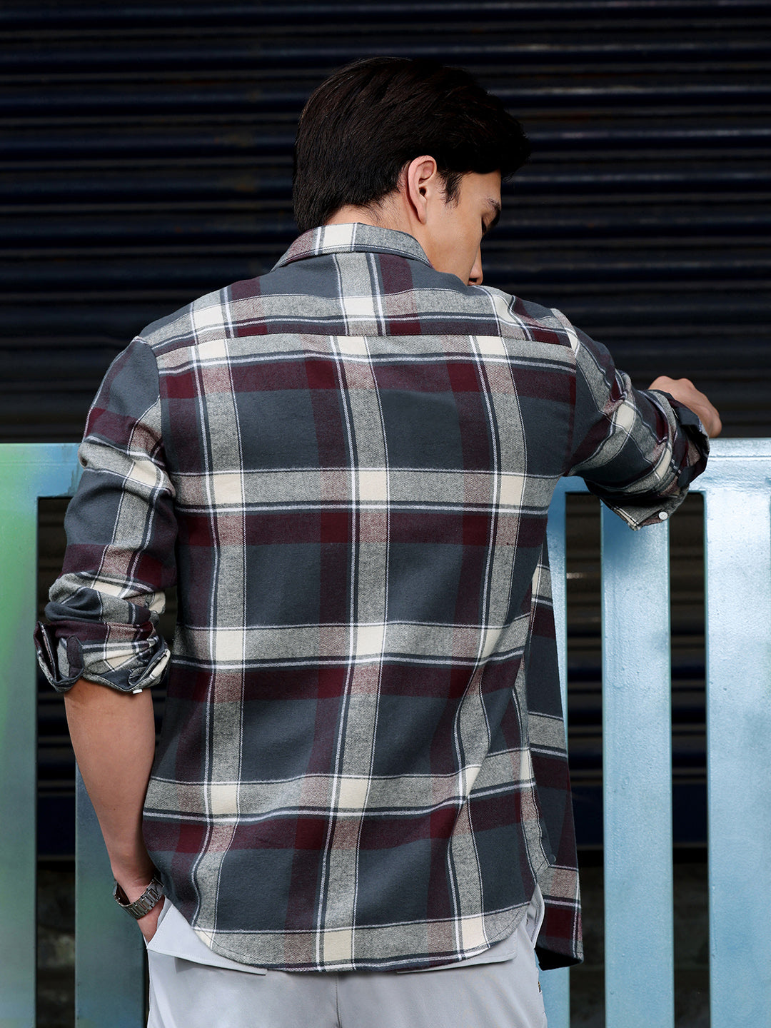 Men's Charcoal Grey Tartan Check Shirt