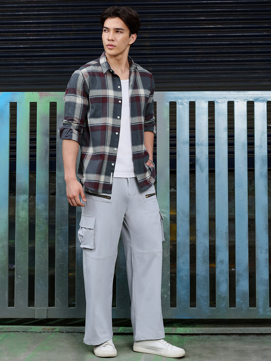 Men's Charcoal Grey Tartan Check Shirt