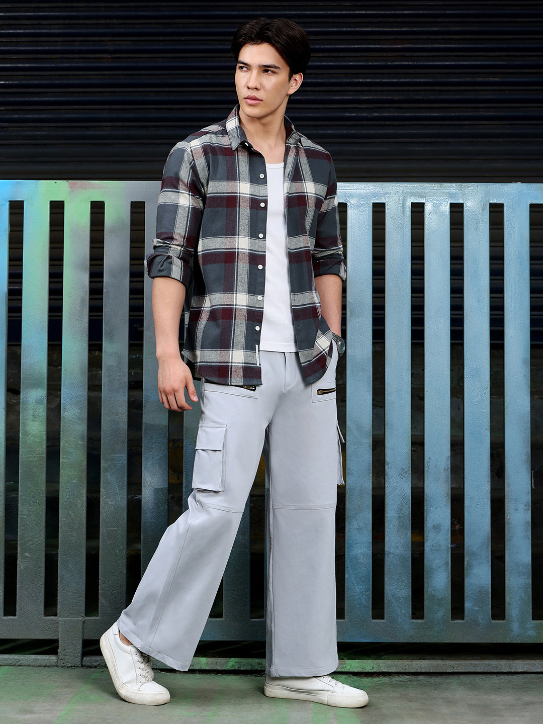 Men's Charcoal Grey Tartan Check Shirt
