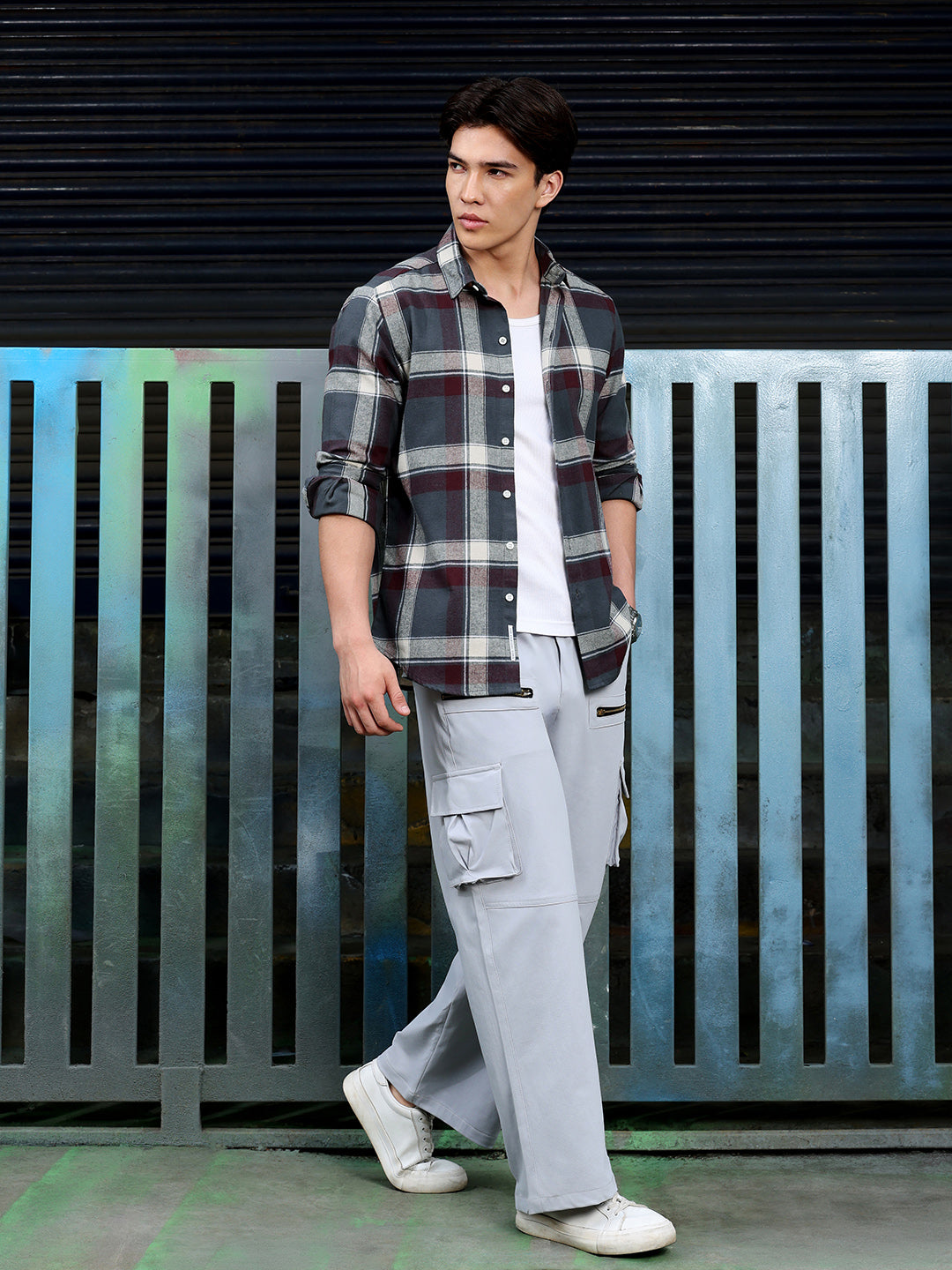 Men's Charcoal Grey Tartan Check Shirt