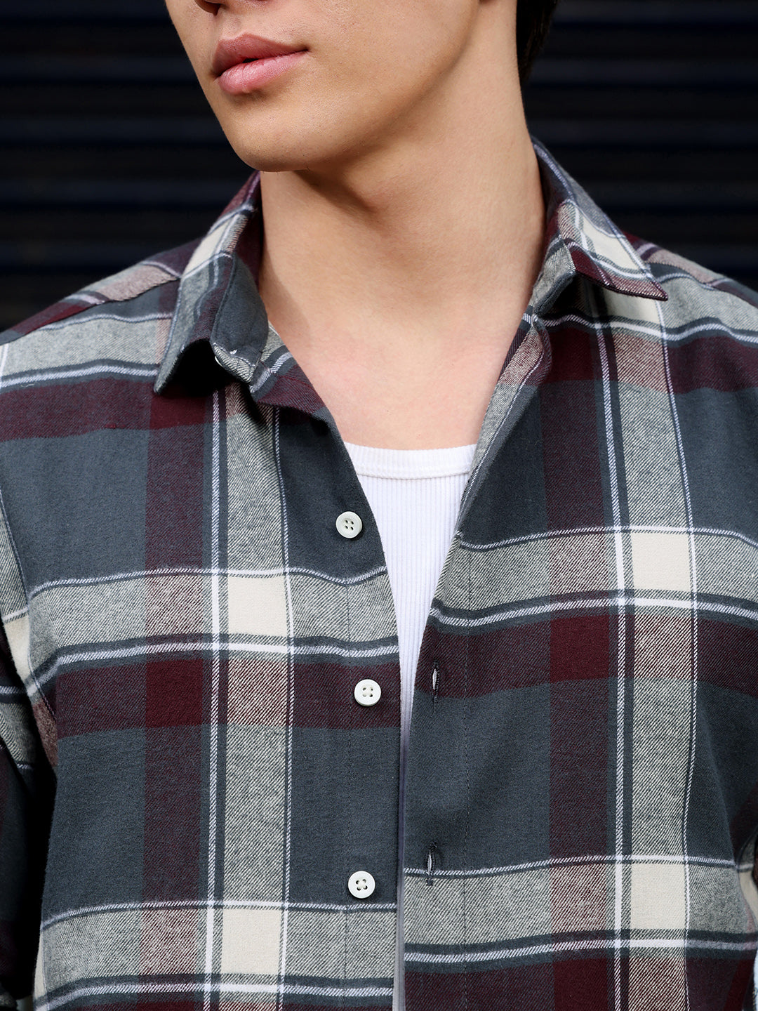 Men's Charcoal Grey Tartan Check Shirt