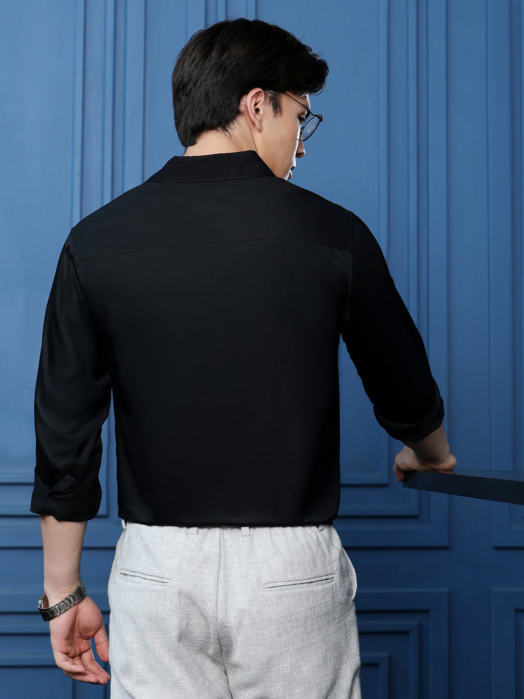 Men's Black Solid Shirt
