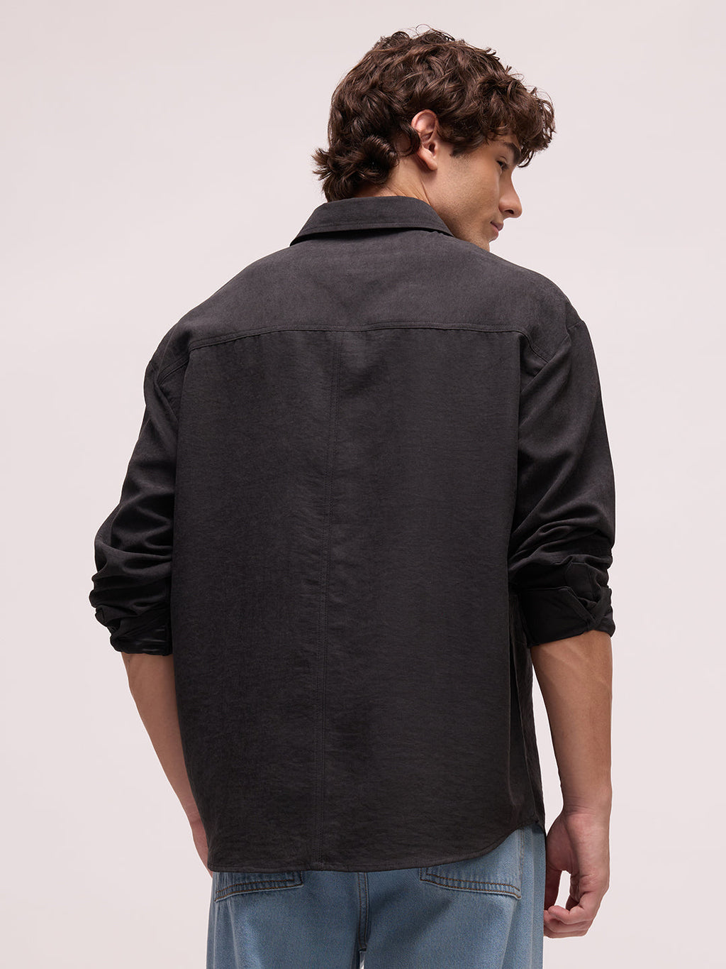 Men's Satin Solid Relaxed Fit Shirt