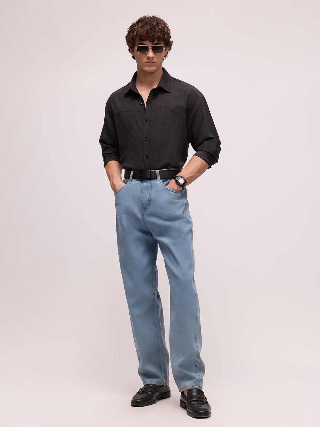 Men's Satin Solid Relaxed Fit Shirt
