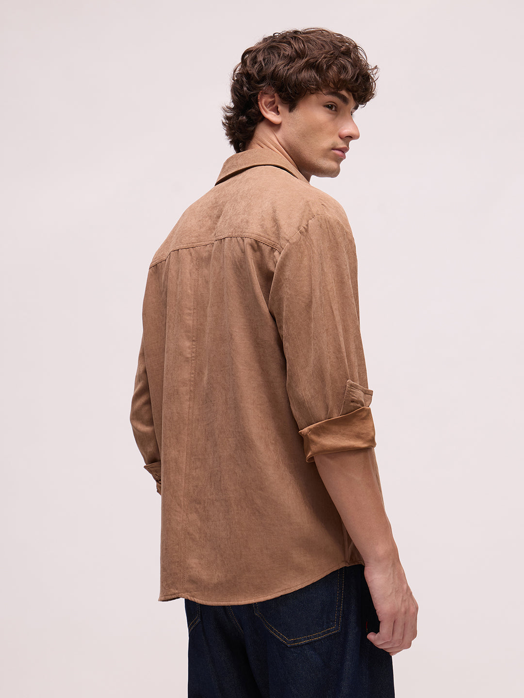Men's Satin Solid Relaxed Fit Shirt