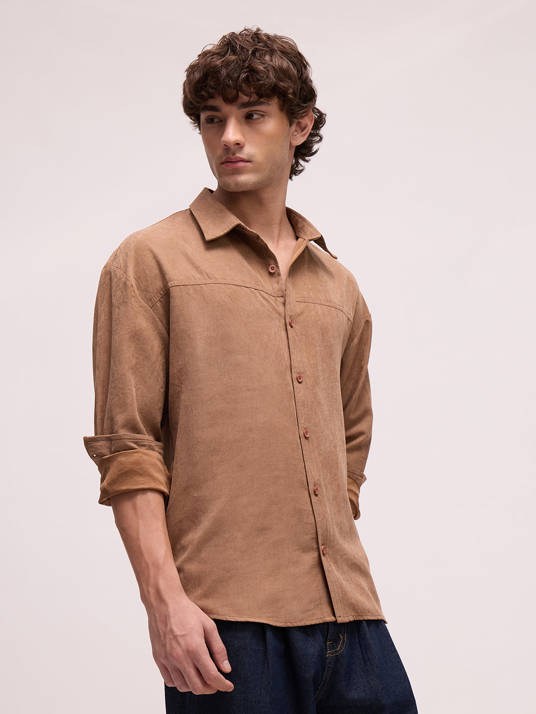 Men's Satin Solid Relaxed Fit Shirt