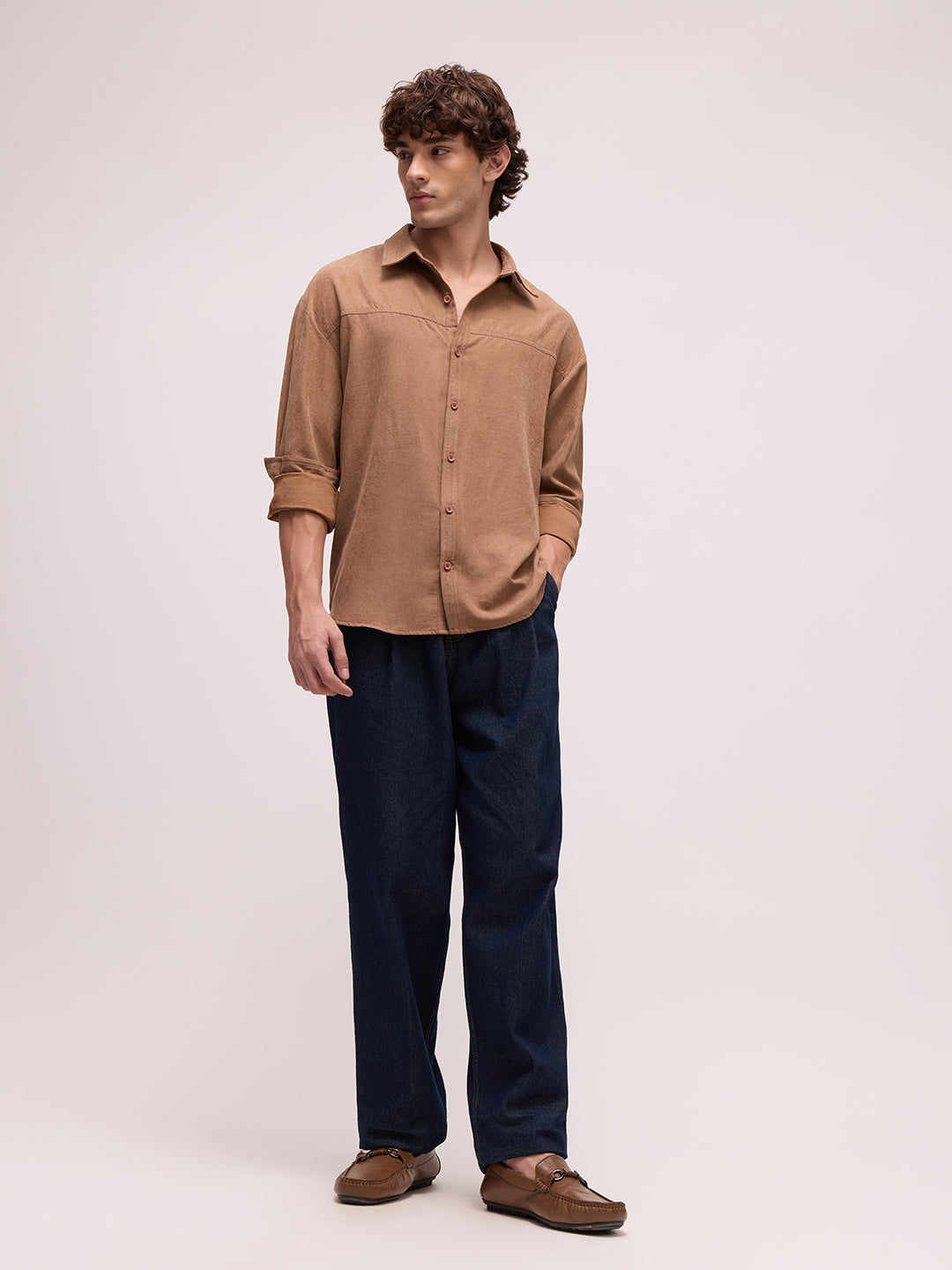 Men's Satin Solid Relaxed Fit Shirt