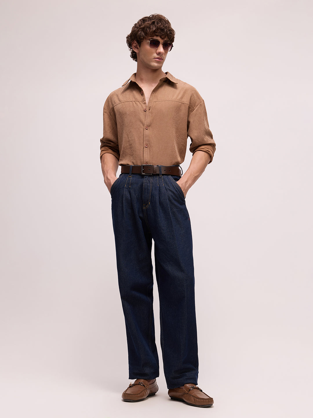 Men's Satin Solid Relaxed Fit Shirt
