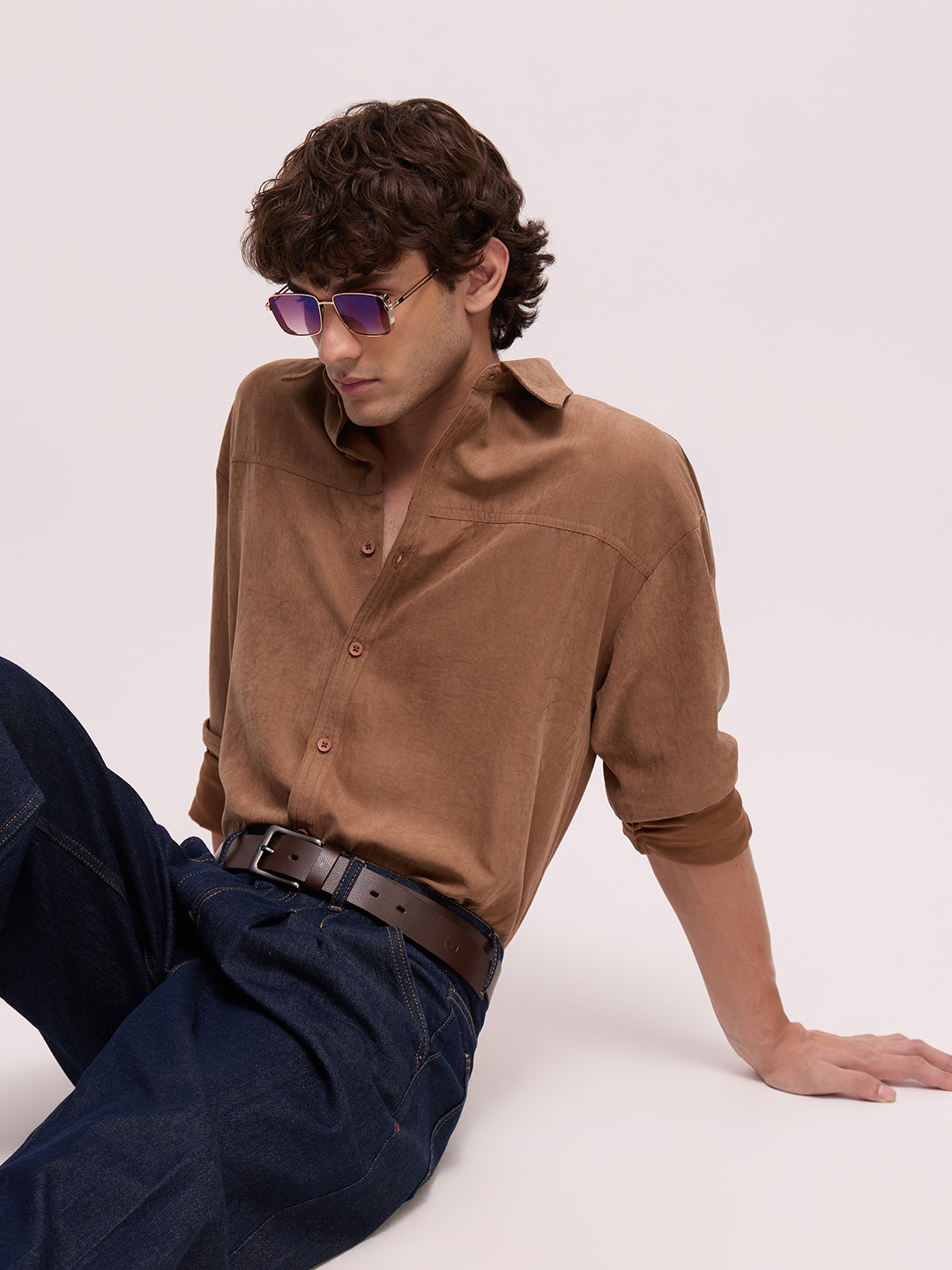Men's Satin Solid Relaxed Fit Shirt