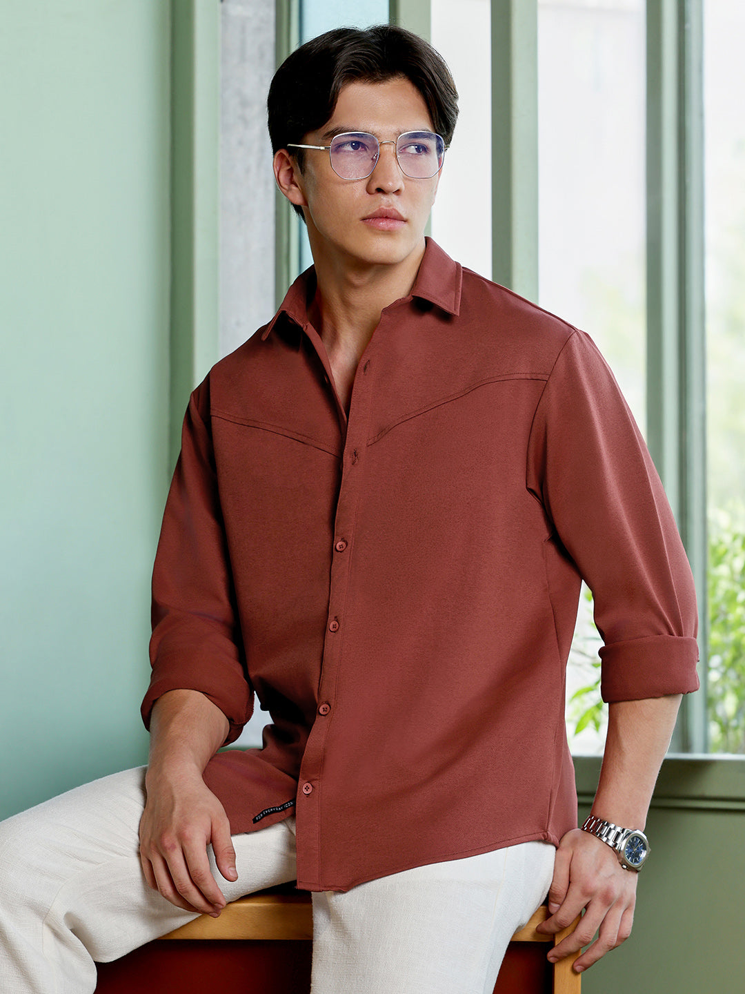 Men's Rust Solid Shirt