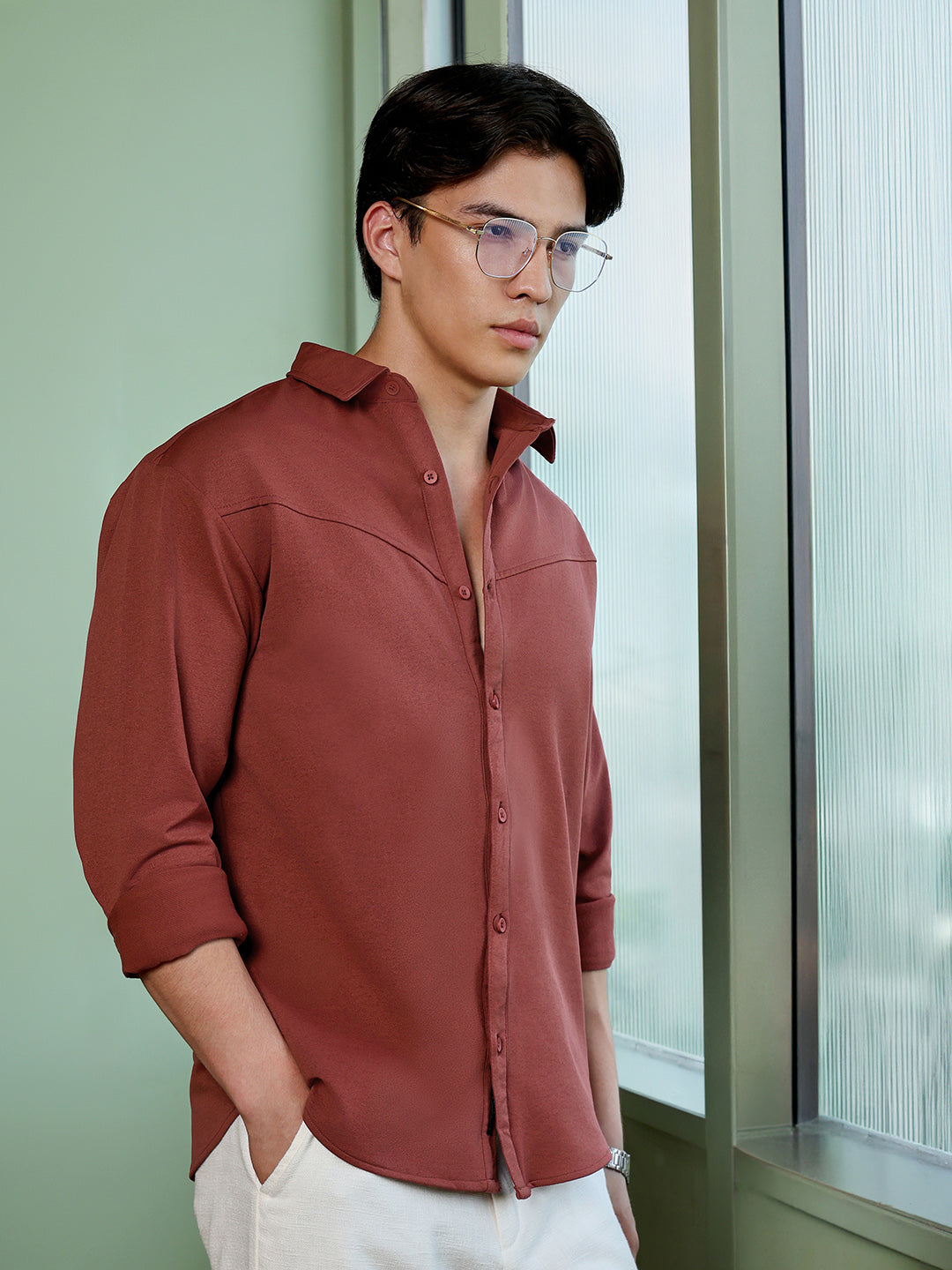 Men's Rust Solid Shirt