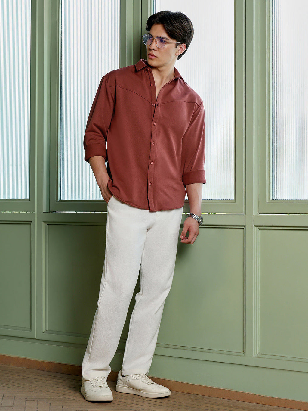 Men's Rust Solid Shirt
