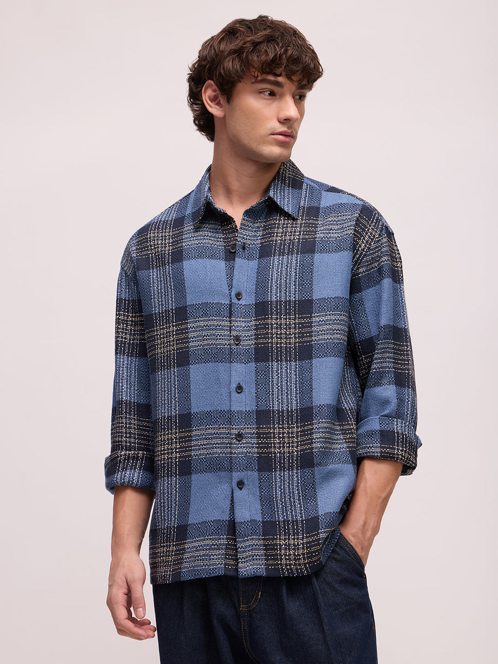 Men's Yarn Dyed Checks Relaxed Fit Shirt