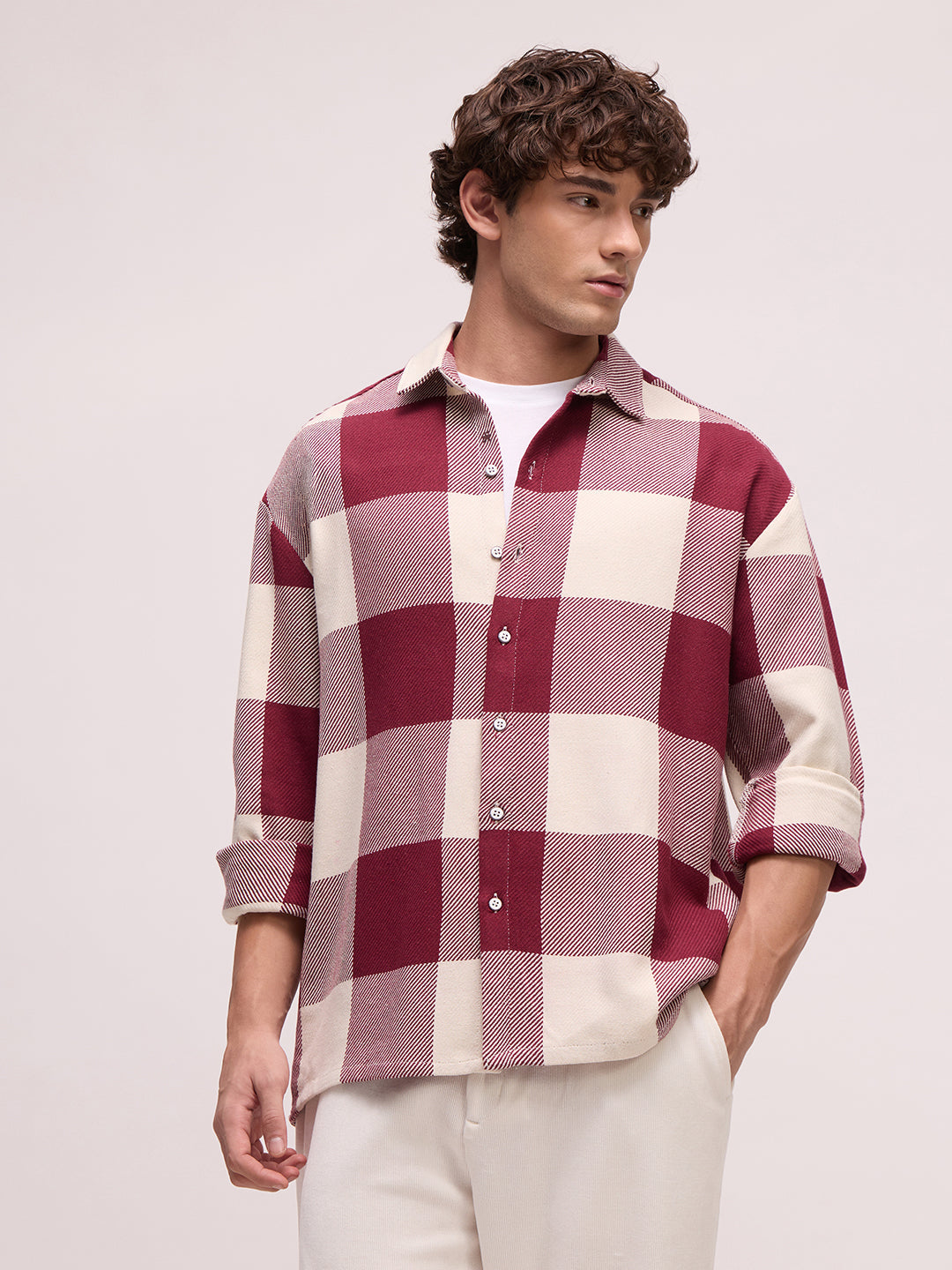 Men's Yarn Dyed Checks Oversized Fit Shirt