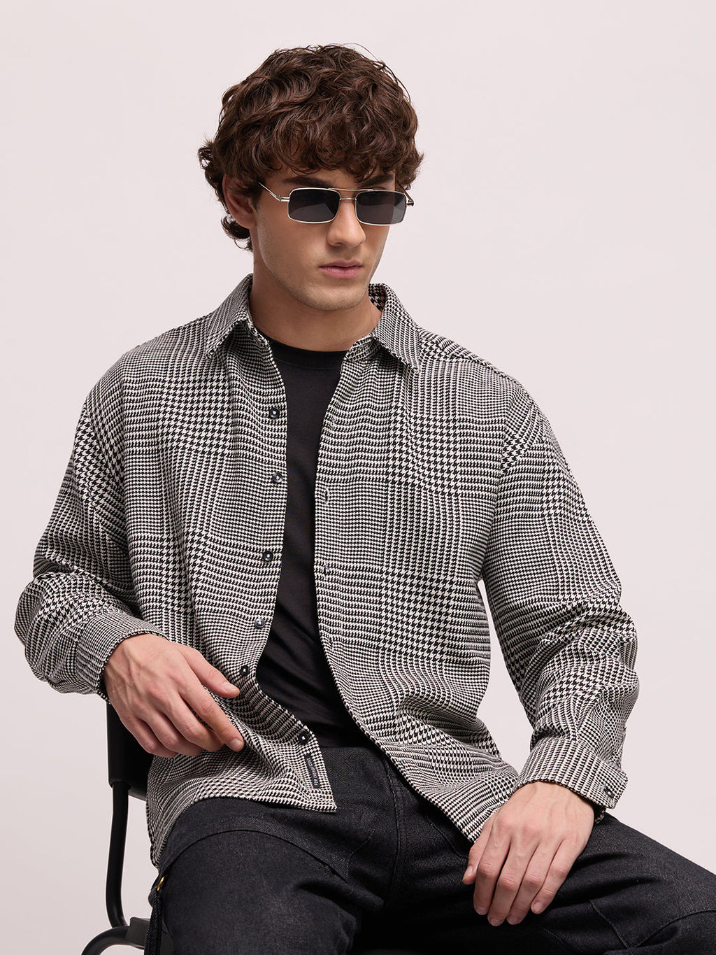 Men's Yarn Dyed Checks Oversized Fit Shirt