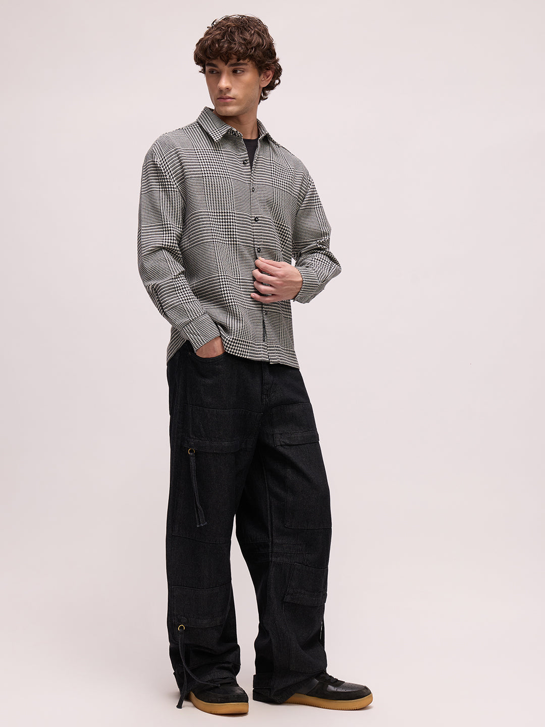 Men's Yarn Dyed Checks Oversized Fit Shirt