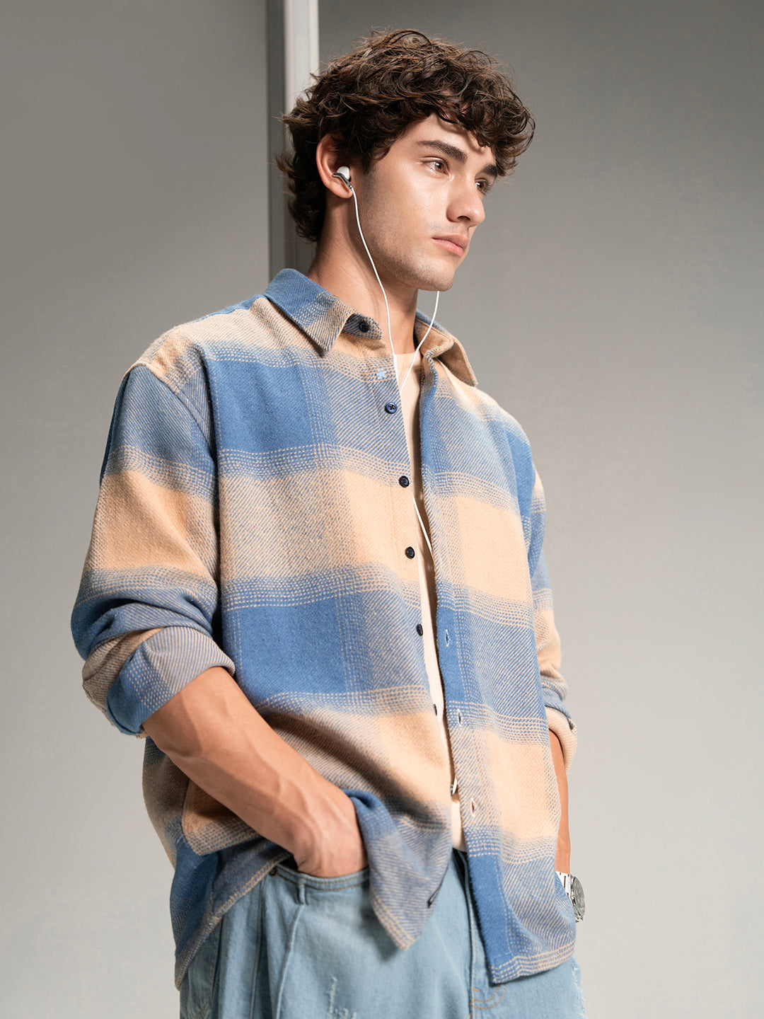 Men's Yarn Dyed Checks Oversized Fit Shirt