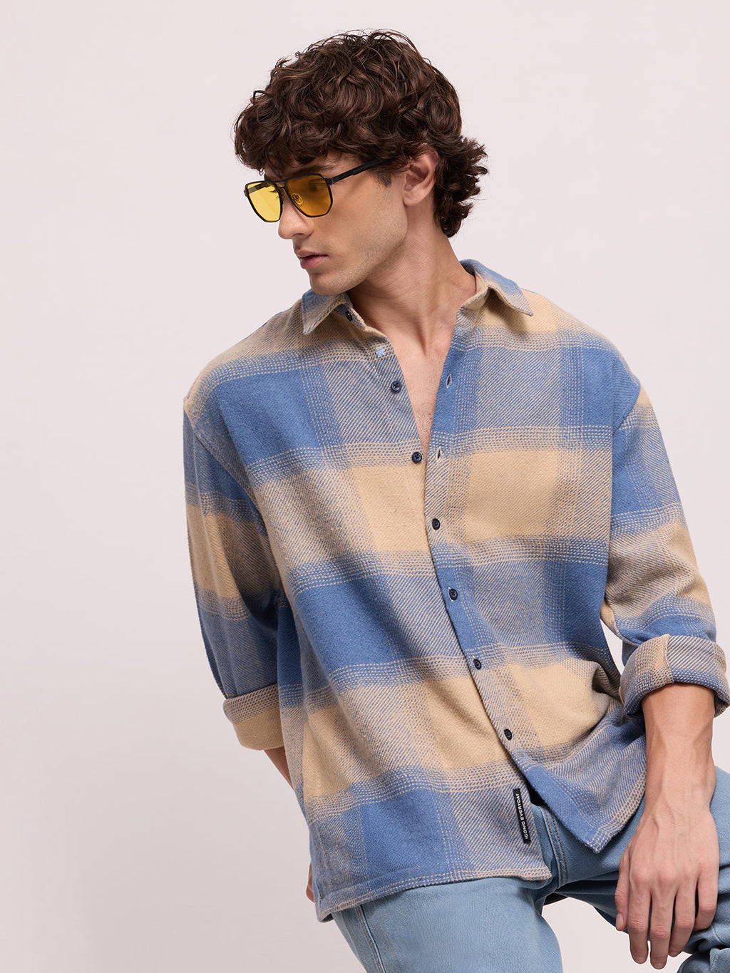 Men's Yarn Dyed Checks Oversized Fit Shirt