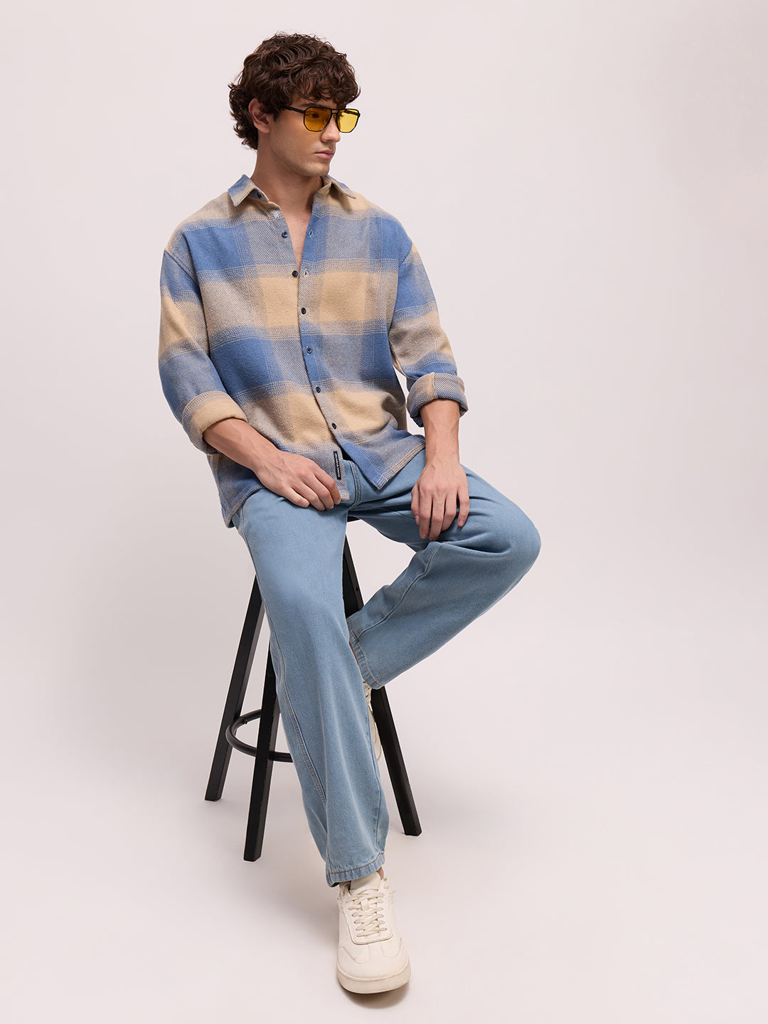 Men's Yarn Dyed Checks Oversized Fit Shirt