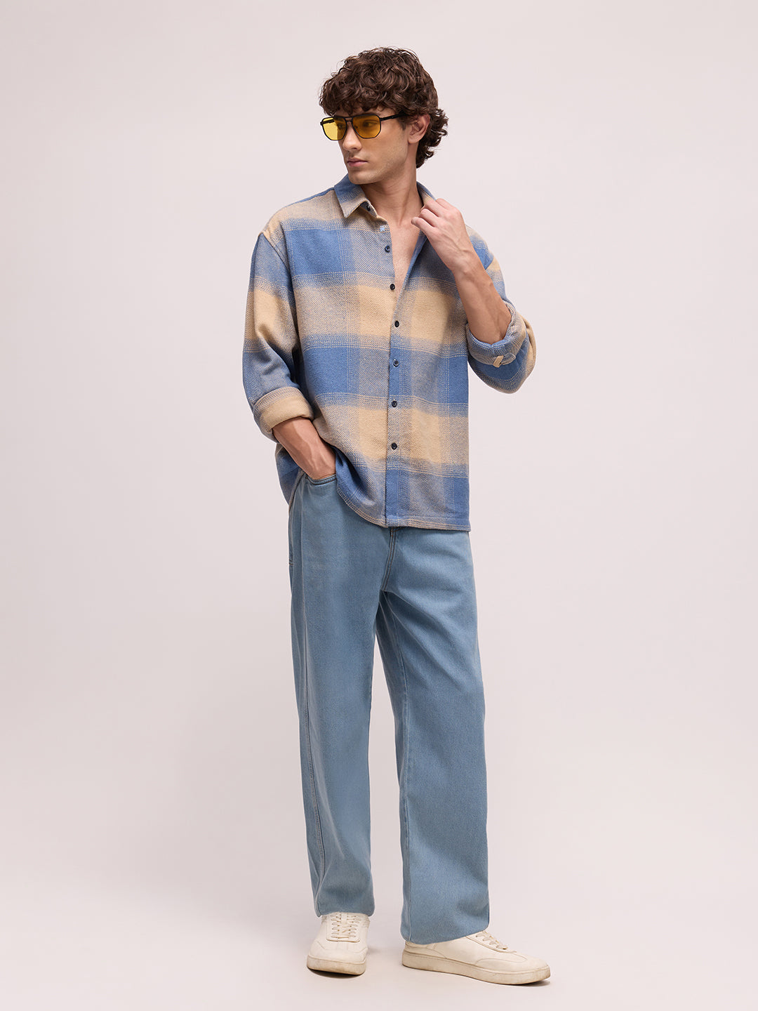 Men's Yarn Dyed Checks Oversized Fit Shirt