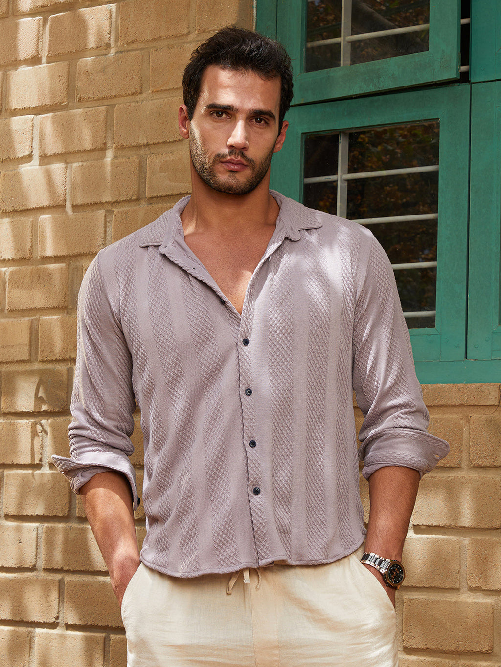 Weave-Panel Shirt