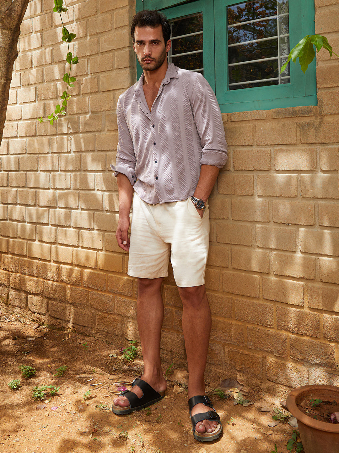Weave-Panel Shirt