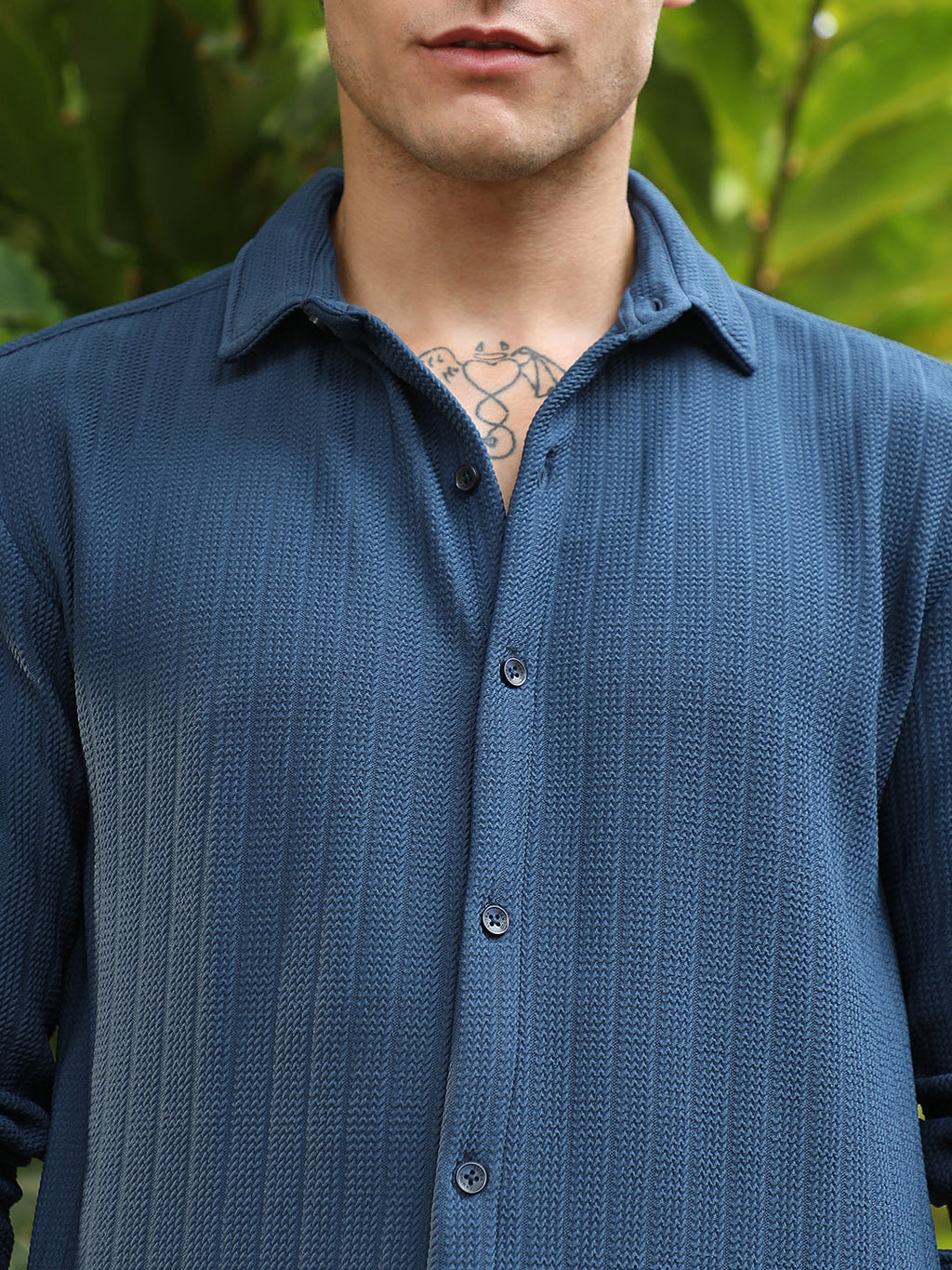 Chevron-Panel Tactile Shirt