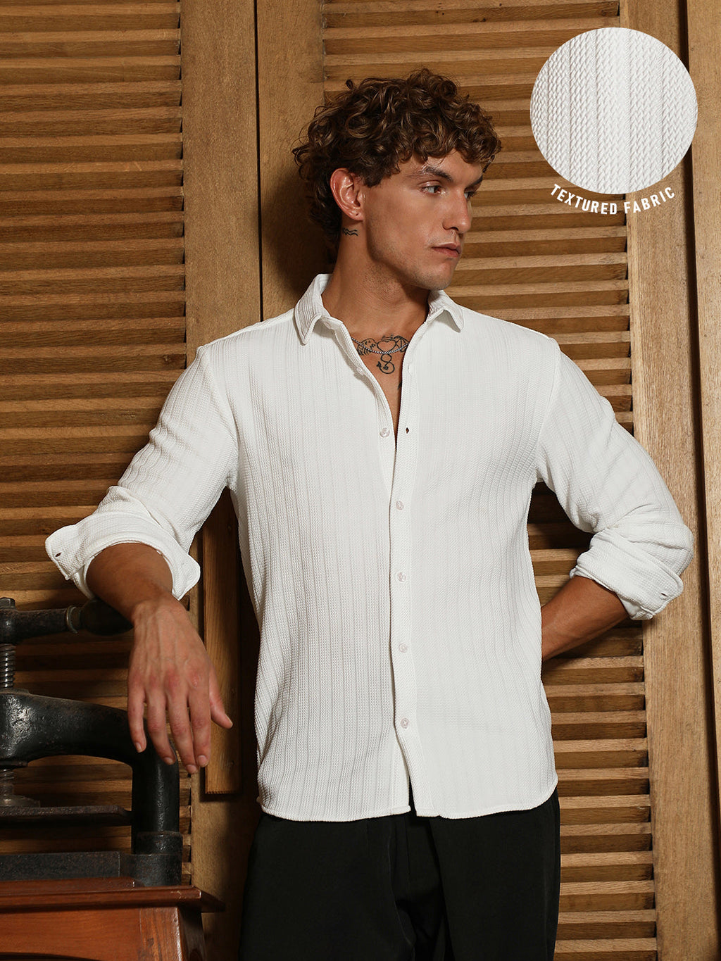 Chevron-Panel Tactile Shirt