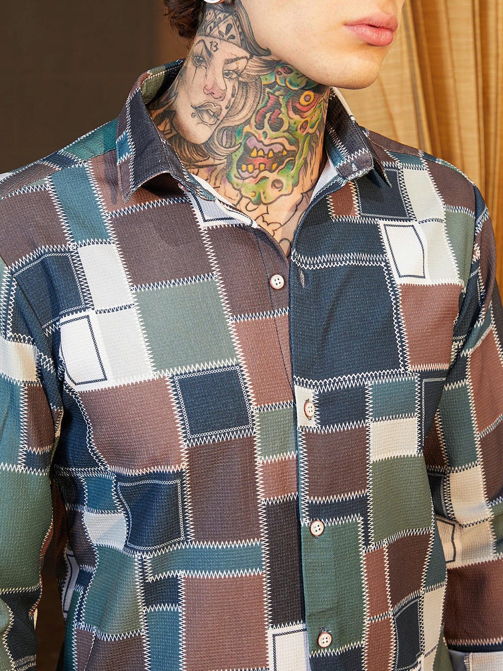 Patch-Stitch Imprint Shirt