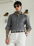 Textured Grey Slim Fit Full Sleeve Shirt