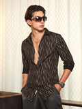Metallic-Tendril Pleated Shirt