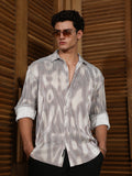 Off-White & Antique Gold Metallic Abstract-Gradient Pleated Shirt