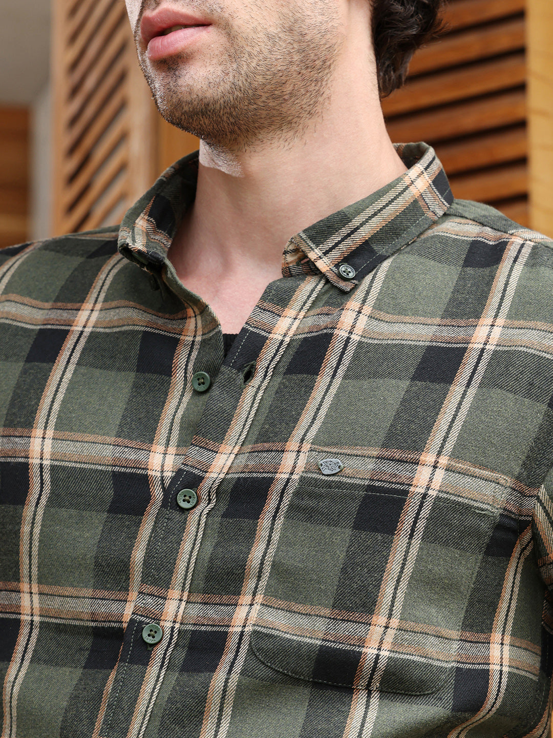 Button-Down Shadow-Plaid Shirt